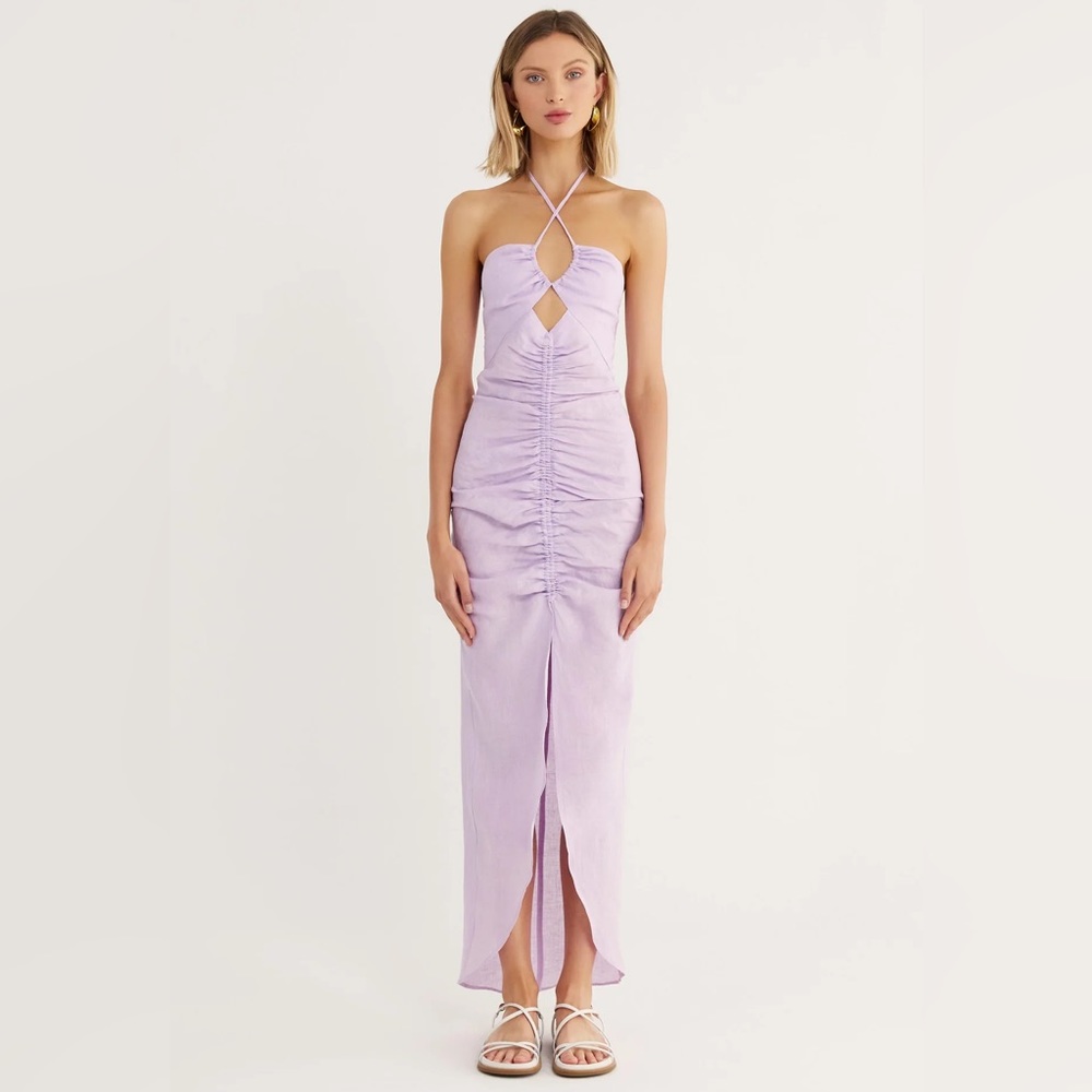 Rumer Estelle Maxi Halter Gown in Purple, NWT, Small